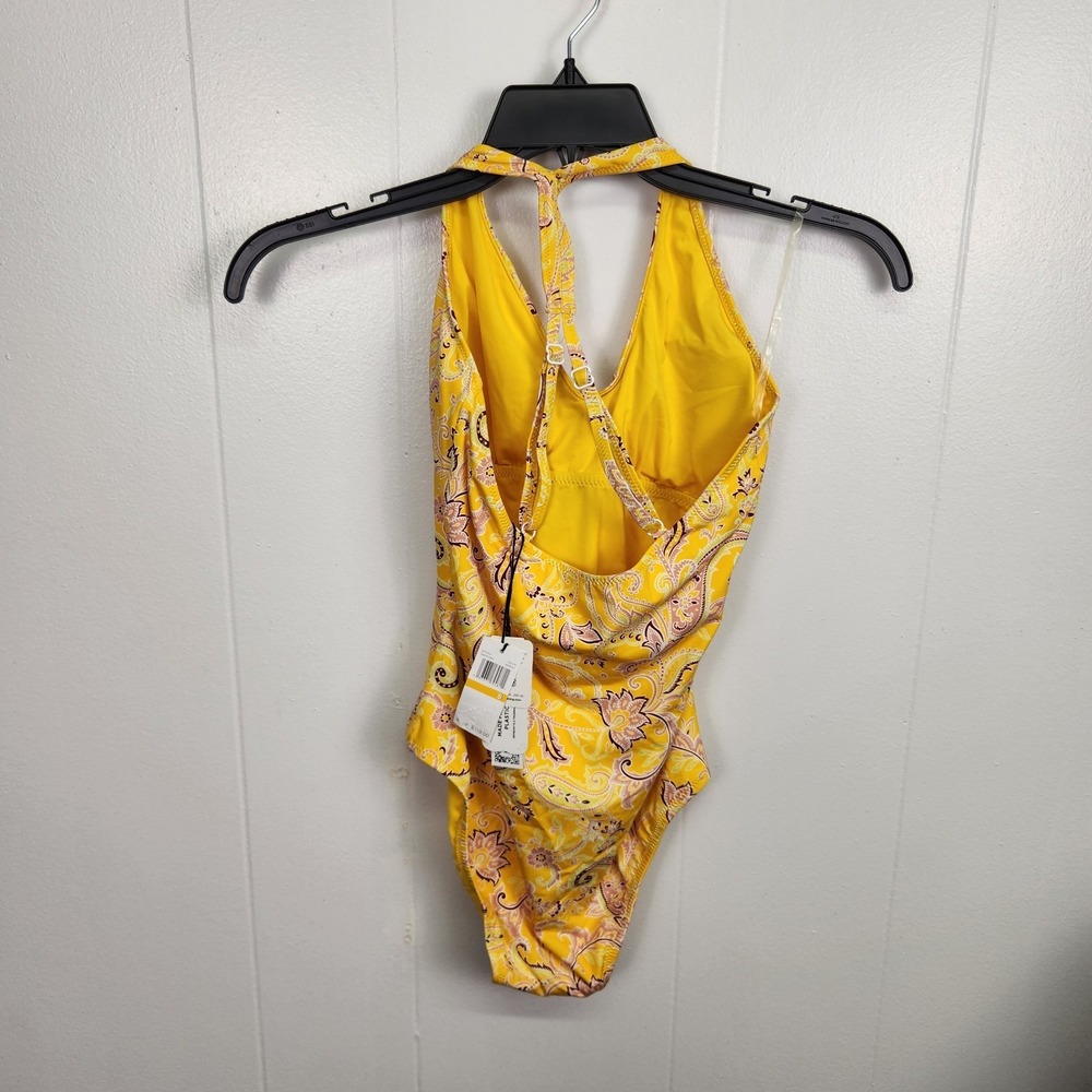 Sanctuary‎ Swim Mango Paisley One Piece Swimsuit Size S Halter Backless NWT - Picture 3 of 6
